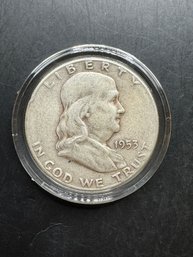 1953-S Benjamin Franklin Silver Half Dollar