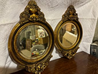 Pair Of Decorative Beveled Wall Mirrors