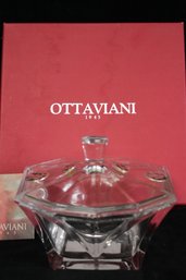 Vintage OTTAVIANI Lidded Crystal Glass Bowl / Dish With Original Box