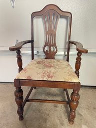 Vintage Chippendale Style Upholstered Arm Chair