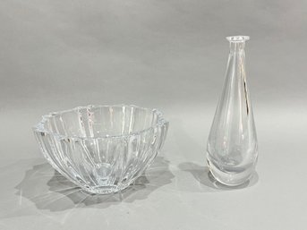 Orrefors Crystal Vase And Miller Rogaska Crystal Bowl