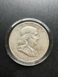 1959 Benjamin Franklin Silver Half Dollar