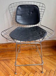 Vintage Chrome Bar Stool Chair With Removable Cushions