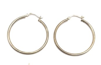 Vintage Large Sterling Silver Hoop Earrings