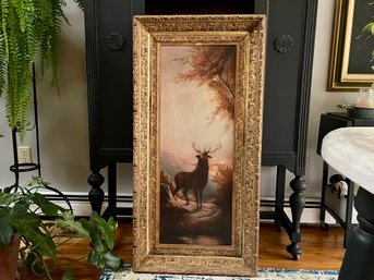 Late 19th Century Oil Painting In Ornate Gilded Frame