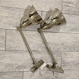 A Pair Of Polished Nickel Wall Sconces - Basement