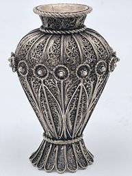 Vintage Silver Filigree  Vase Miniature. 2.5' Tall.