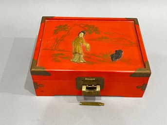 Asian Jewelry Box With Lock And Key