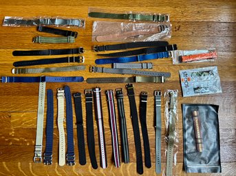 30 Pice Giant Lot Of Fabric Watch Bands - Appear Unused