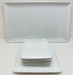 Crate & Barrel Square Plates & Platter: 6 Small Plates, 1 Larger Plate & Large Platter