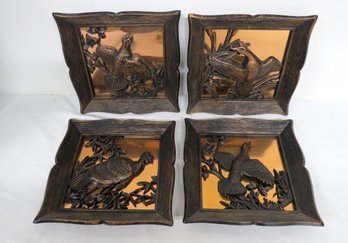 Group Of 4 Coppercraft Guild Flying Game-bird Plaques Or Portraits C.1960's