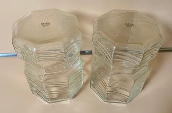 Pair Of Dansk SUMMERHOUSE Glass Kitchen Canister / Storage Jar / Candy Jar With Lid