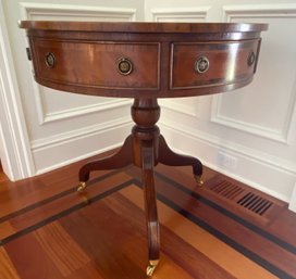 Banded Round Pedestal Drum Table