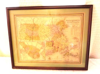 Vintage Framed Map Mass And RI