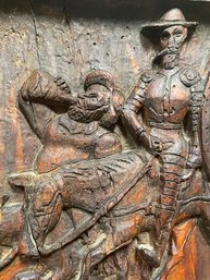 Rustic Relief Wood Carving Of Don Quixote & Sancho Panza