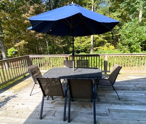 Patio Table With Umbrella And Six Chairs
