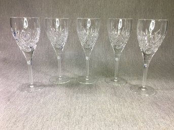Lot (2 Of 2) - Five (5) WATERFORD Wine Glasses In Richmond Pattern - Appear Unused - Fantastic Condition !