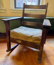 Vintage Mission Style Solid Wood Rocking Chair