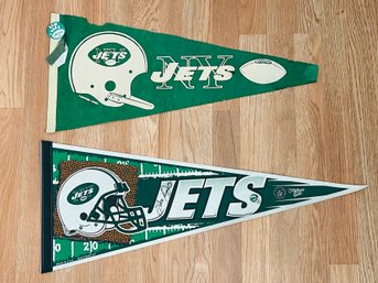 New York Jets Vintage Pennant And An Autographed New York Jets NFL  WINCRAFT #7 Pennant