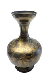 Solid Brass Etched 7.5' Vase Made In India