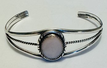 NATIVE AMERICAN STERLING SILVER AND SHELL CUFF BRACELET