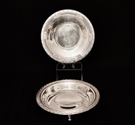 Sterling Silver Floral Pierced Grille Edge  Bowl And Sterling Silver Scrolled Footed Bowl 24.79 Ozt