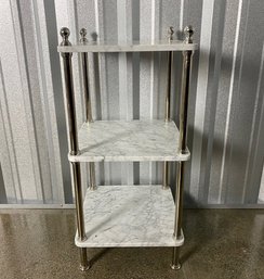 Three Tiered Marble And Chrome Stand