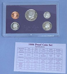 United States Mint Proof Set 1986