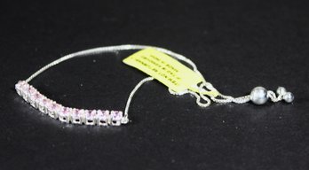 Fine Sterling Silver Slide Closure Gemstone Bracelet Light Pink/lavender Stones