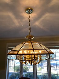 Magnificent 12 Light Brass And Beveled Glass Chandelier. Just Removed Due To Remodel.