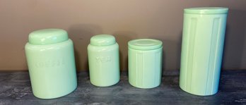 Four Jadeite Kitchen Canisters