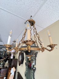 Chandelier  6 Arm  Gilt Metal