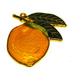 Vintage Gold Tone Enamel Lemon Pedant By Hattie Carnegie