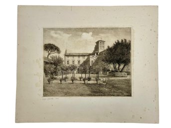 1939 Signed Etching By Italian Artist Luigi Olivetti (1856-1941) Please See Description For History.