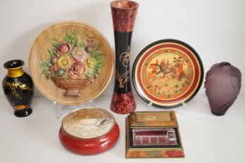 Large Lot Of Mixed Vintage Home Decor Including An Italian Cigarette Storage Box & Ashtray, Etc.