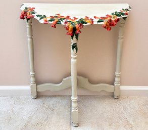 A Hand Painted Petit Console With Floral