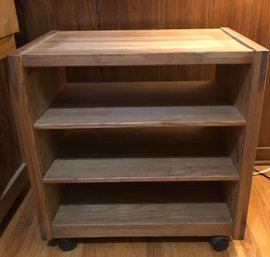 One Of Two Rolling Wood Shelf Units