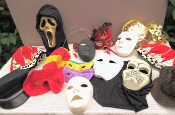 Huge Collection Of Halloween Masks With Hats & Crown