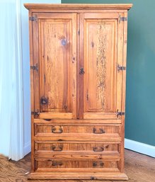 A Vintage Paneled Pine Wardrobe Cabinet