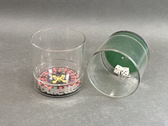 Vintage Casino Game Cups With Compartment Bottoms: Craps & Roulette