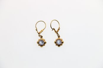 Vintage 9k Yellow Gold Topaz Earrings