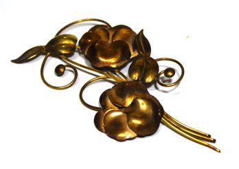 1950s Vintage Gold Filled Floral Form Brooch