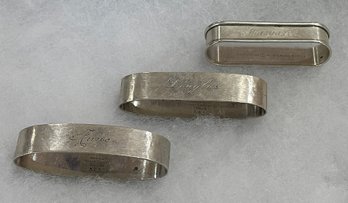Antique Sterling Napkin Ring Lot Of 3