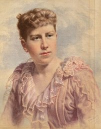 Pastel Portrait Of A Young Woman Signed By Thomas Waterman Wood - Dated 1893