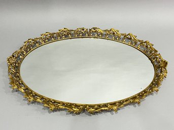 Vintage Metal Edge Mirror Tray