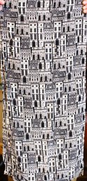 Great 100% Silk Scarf Black And White Architectural Buildings Casca