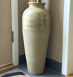 A Very Large Glazed Earthenware Amphora Planter Or Vase With Faux Bamboo