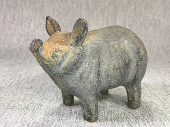 Adorable Vintage Cast Iron Pig - Cute Decorative Item - Nice Rusty Patina - You Can Put It ANYWHERE !