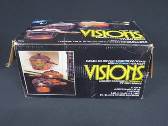 Vintage 6pc Set Of Visions Rangetop Cookware Still In The Original Box