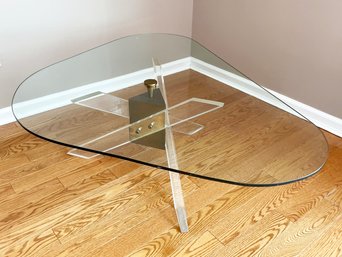 A Fabulous Mid Century Modern Lucite Based Boomerang Form Coffee Table With Glass Top